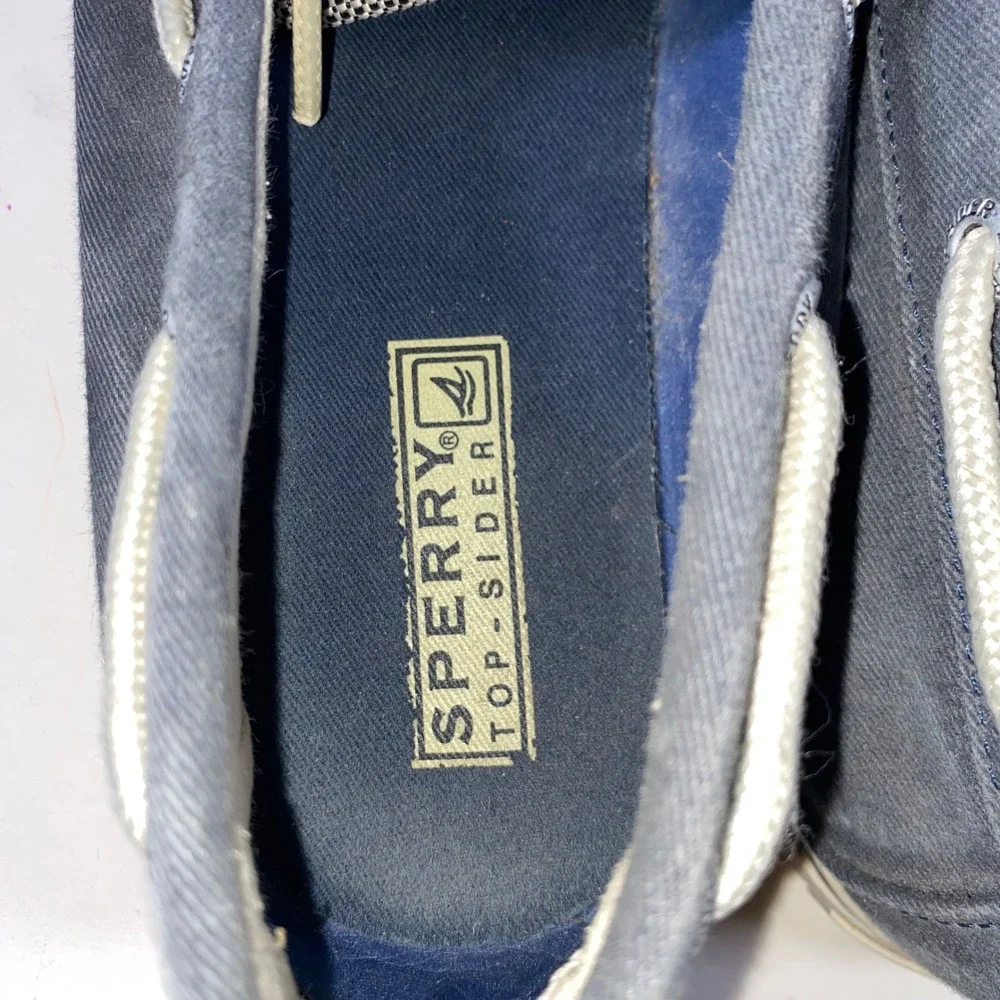 Sperry Top-Sider Mens Bahama Navy Blue Canvas Boat Shoe Sneakers 8.5M B13-CH171